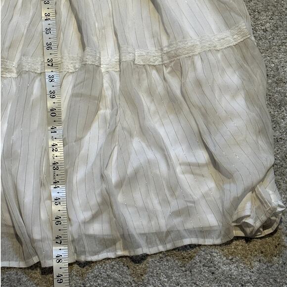 Torrid NWT White Gold Chiffon Lurex Tiered Maxi Dress Sleeveless Size 2 (XXL) - Picture 6 of 11